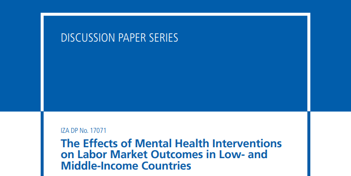 Gli effetti sul mercato del lavoro dei problemi della salute mentale nei Paesi con redditi medio bassi nel recente studio dell’IZA